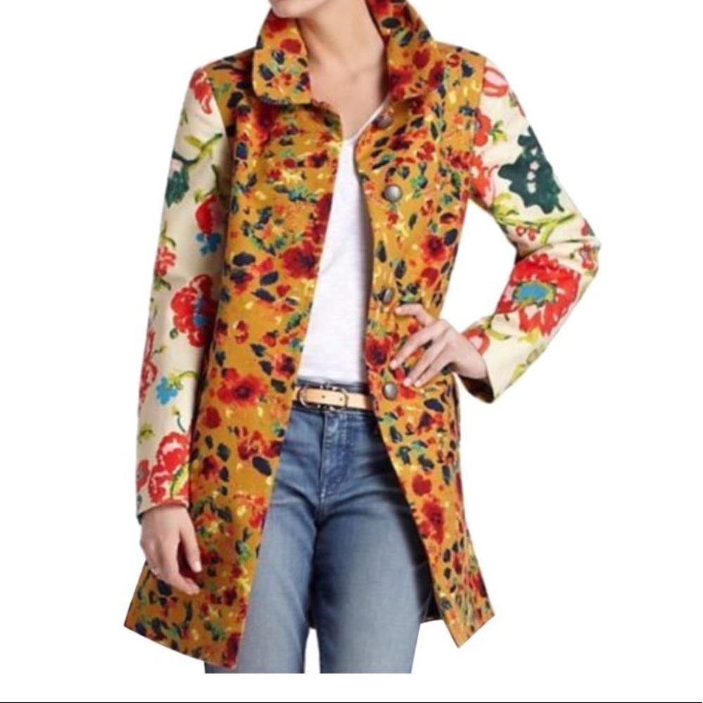 Anthropologie Elevenses Leopardlily Multicolor Coat